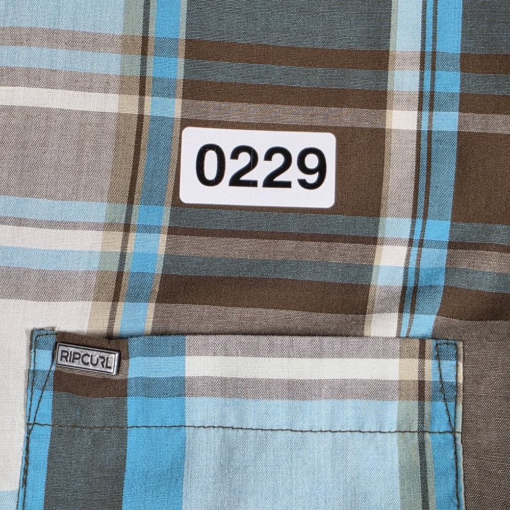 Rip Curl Men's Slim Fit Plaid Shirt Size Large Multi Color Plaid Short Sleeve - Picture 11 of 11